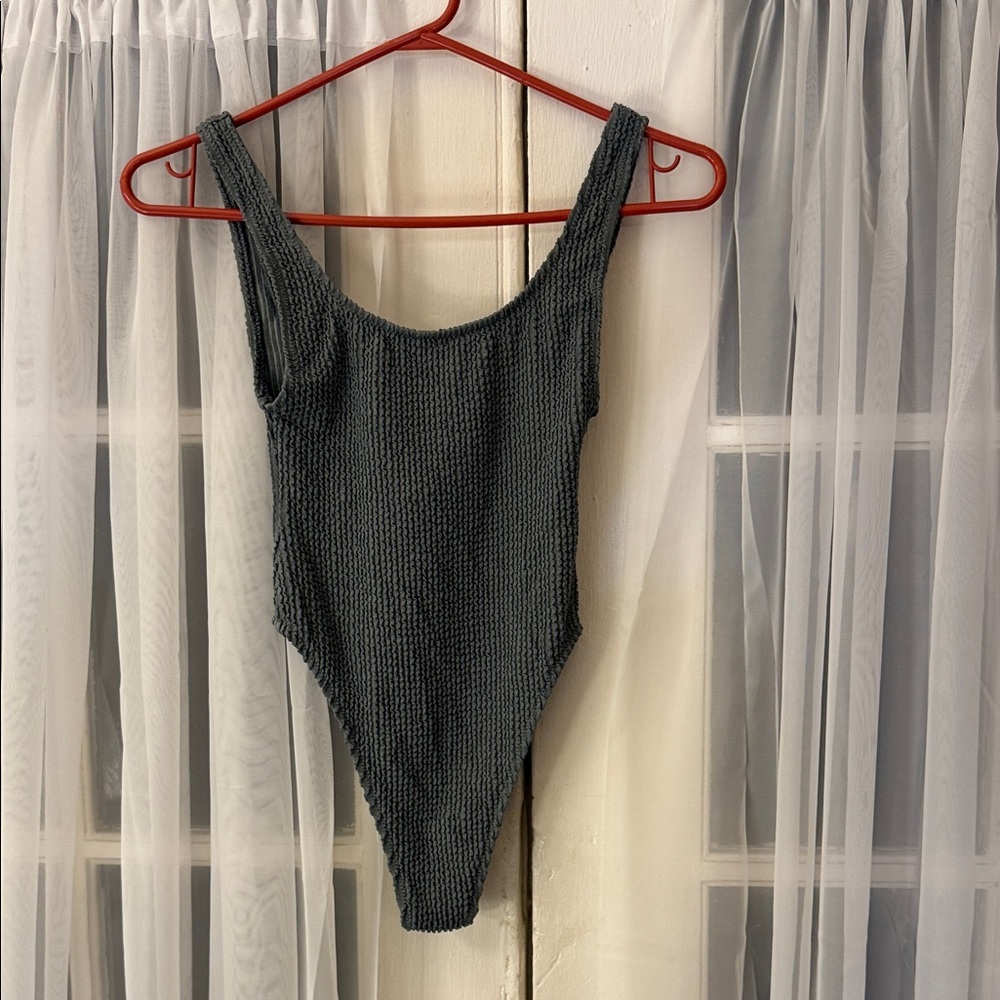 Kith Grey Seersucker One Piece Swimsuit Size X-Small